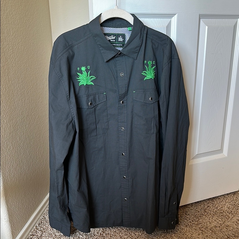 Howler Brothers Black Shirt with Green Embroidery